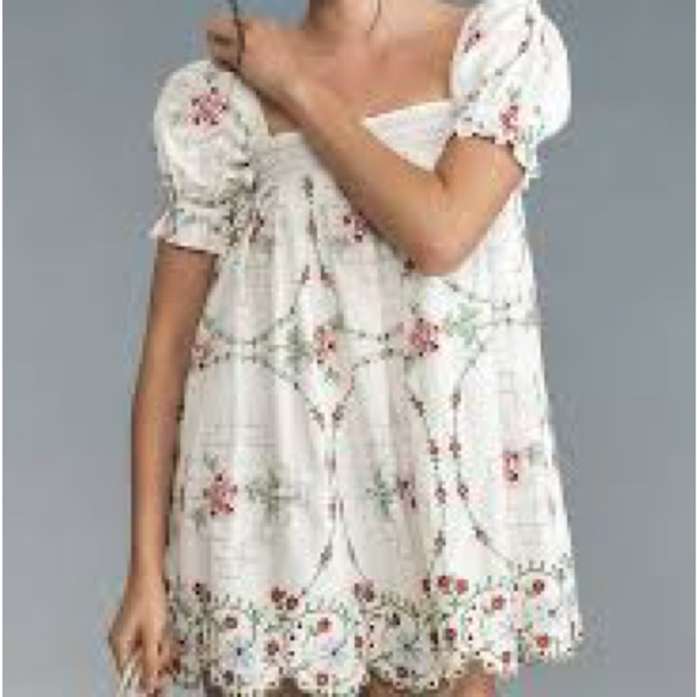 Anthropologie Damson Madder Lulu Embroidered Mini Dress Size 8